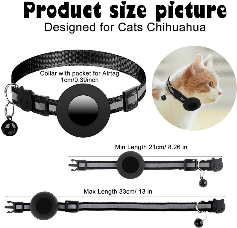Hot For Apple Tracker Cat Collars With Tracker Holder Reflective Kitten