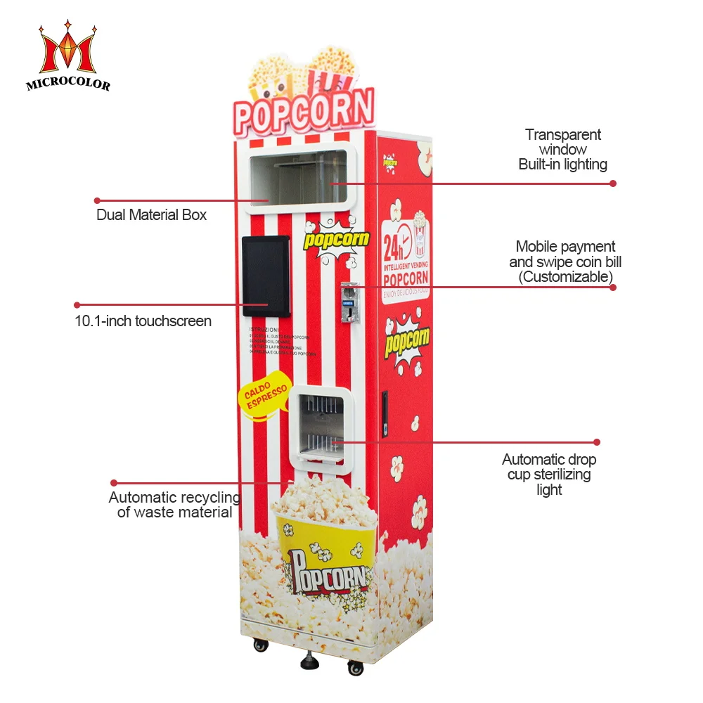 Commercial Caramel Kettle Corn Automatic Popcorn Vending Machine Industrial Popcorn Machine a Pop Corn Automatique