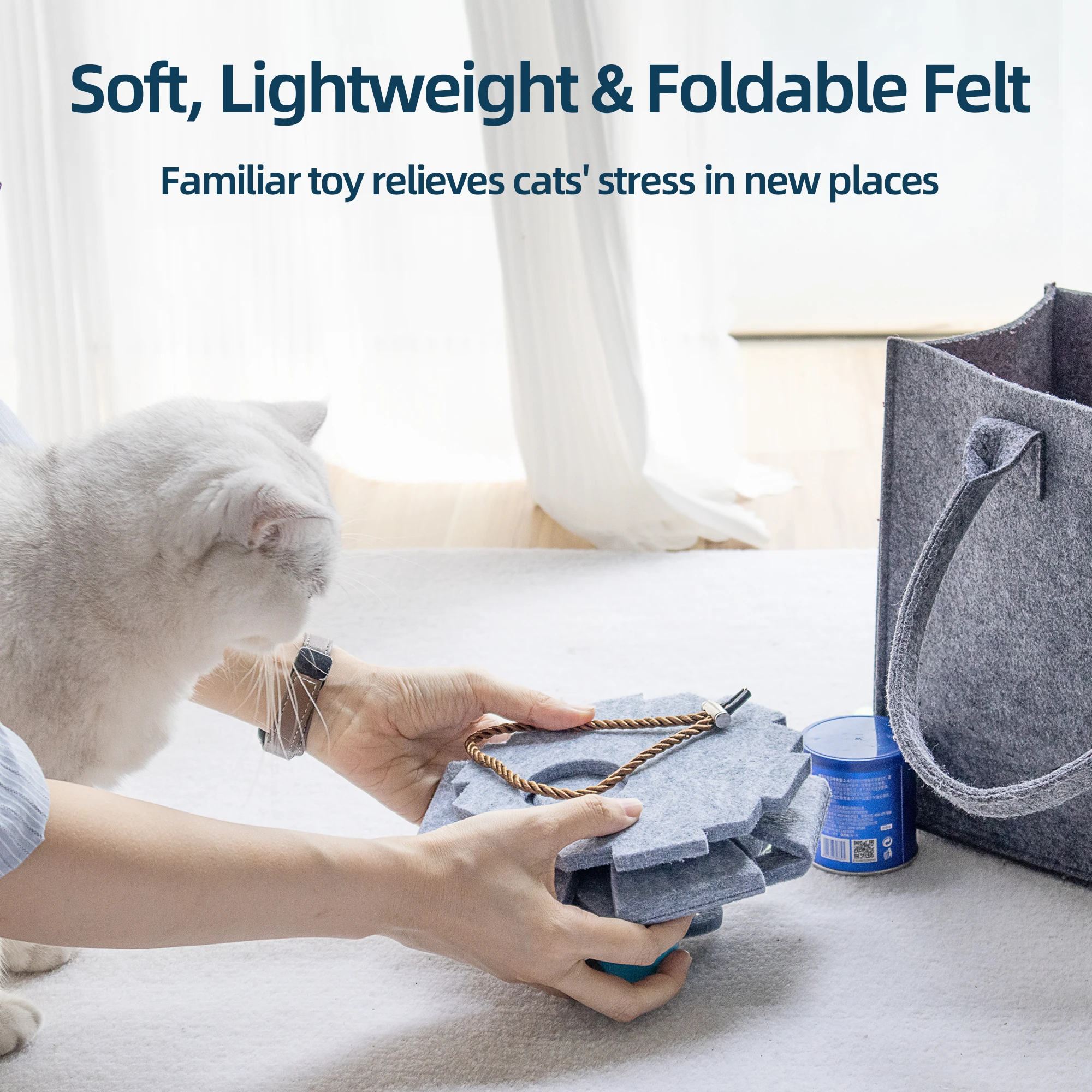 Hot Sale Cat Toy Ball Felt Foldable Cat Toy Bell Ball Self Play Relieves Boredom Interactive Pet Supplies details