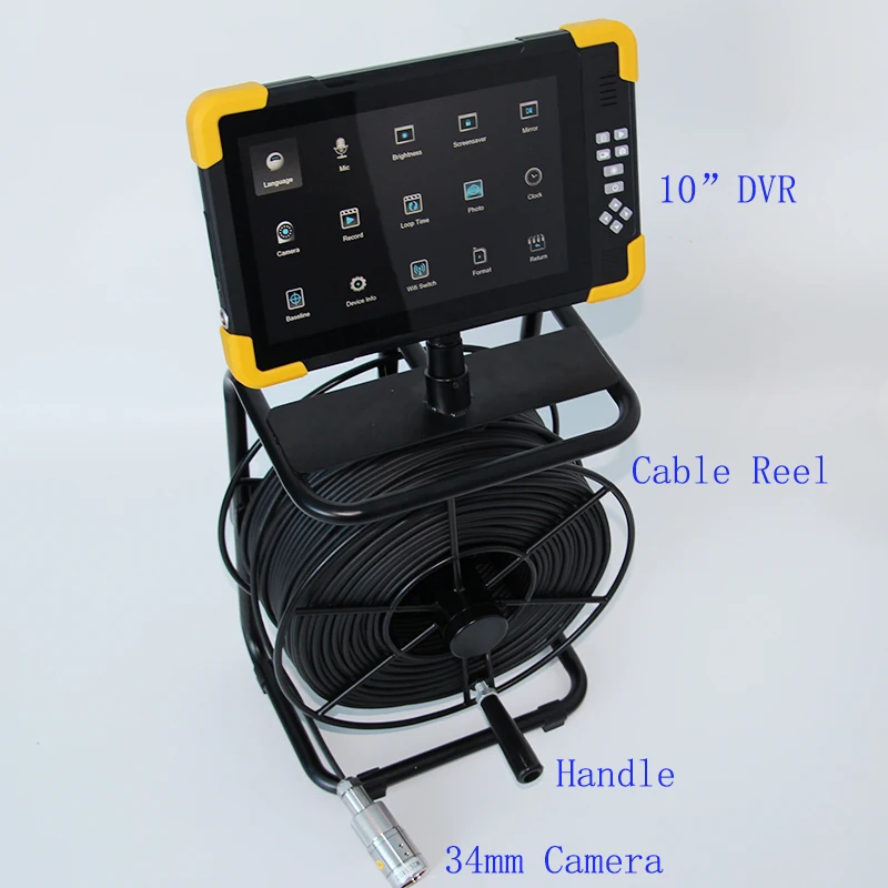 100m 200m 5.0mm cable Deep Water Well 10.1" " Screen 34mm Head Sewer Pipe Drain Inspection Camera With Meter Counter