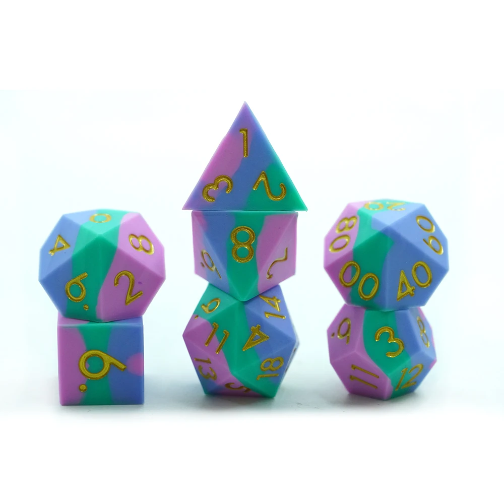 Yushun カスタムシリコン Dnd D4-D20 ダイスセット 新モデル 3色 多面体RPGゲーム用 16mmサイズ 色混合 RPGゲーム用