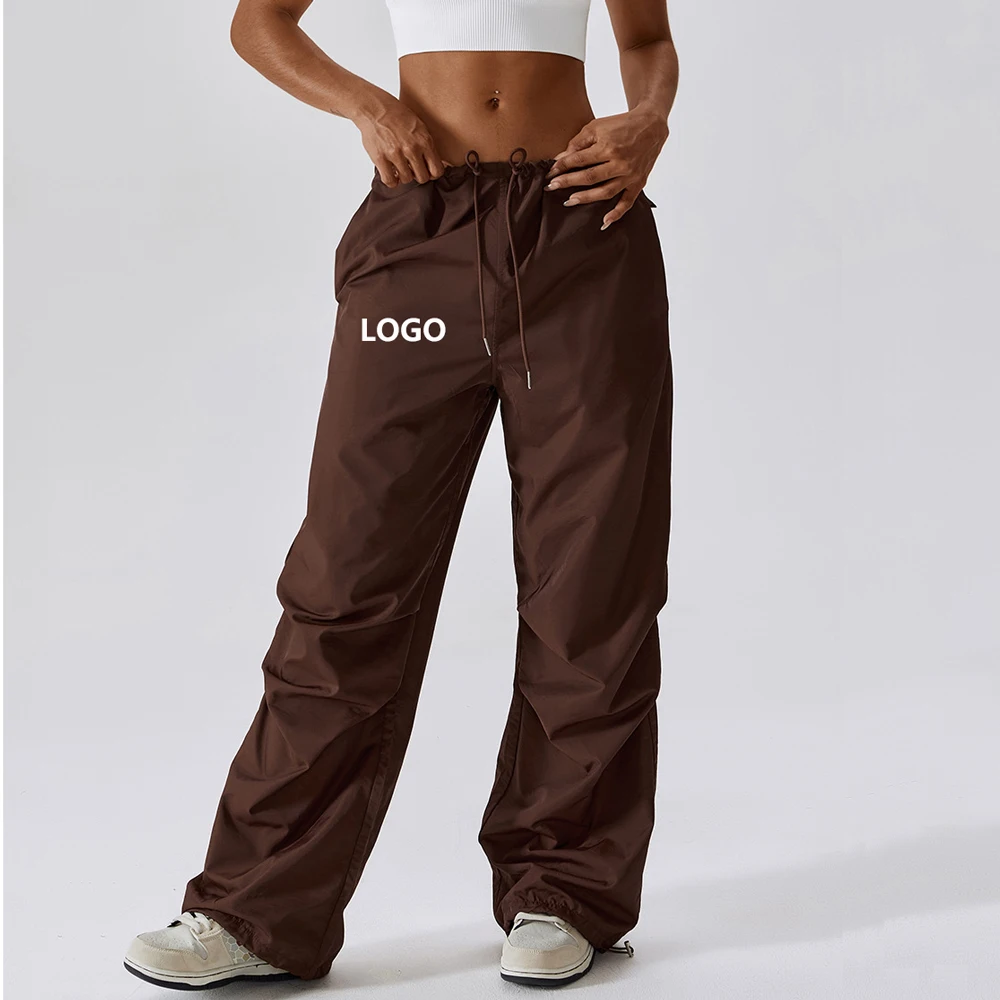 New Style Women Street Wear Low Draw Cord Waist Trousers Baggy Balloon Cargo Parachute Pants Casual Women's Pants