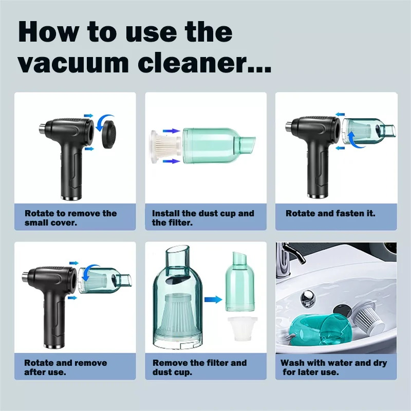 Перезаряжаемый беспроводной портативный пылесос мини-пылесос для автомобиля воздуходувка электрический