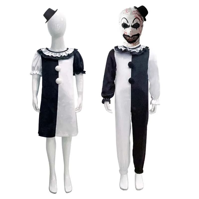 Halloween Children's Game Black White Devil Clown Costume HORR-003-1
