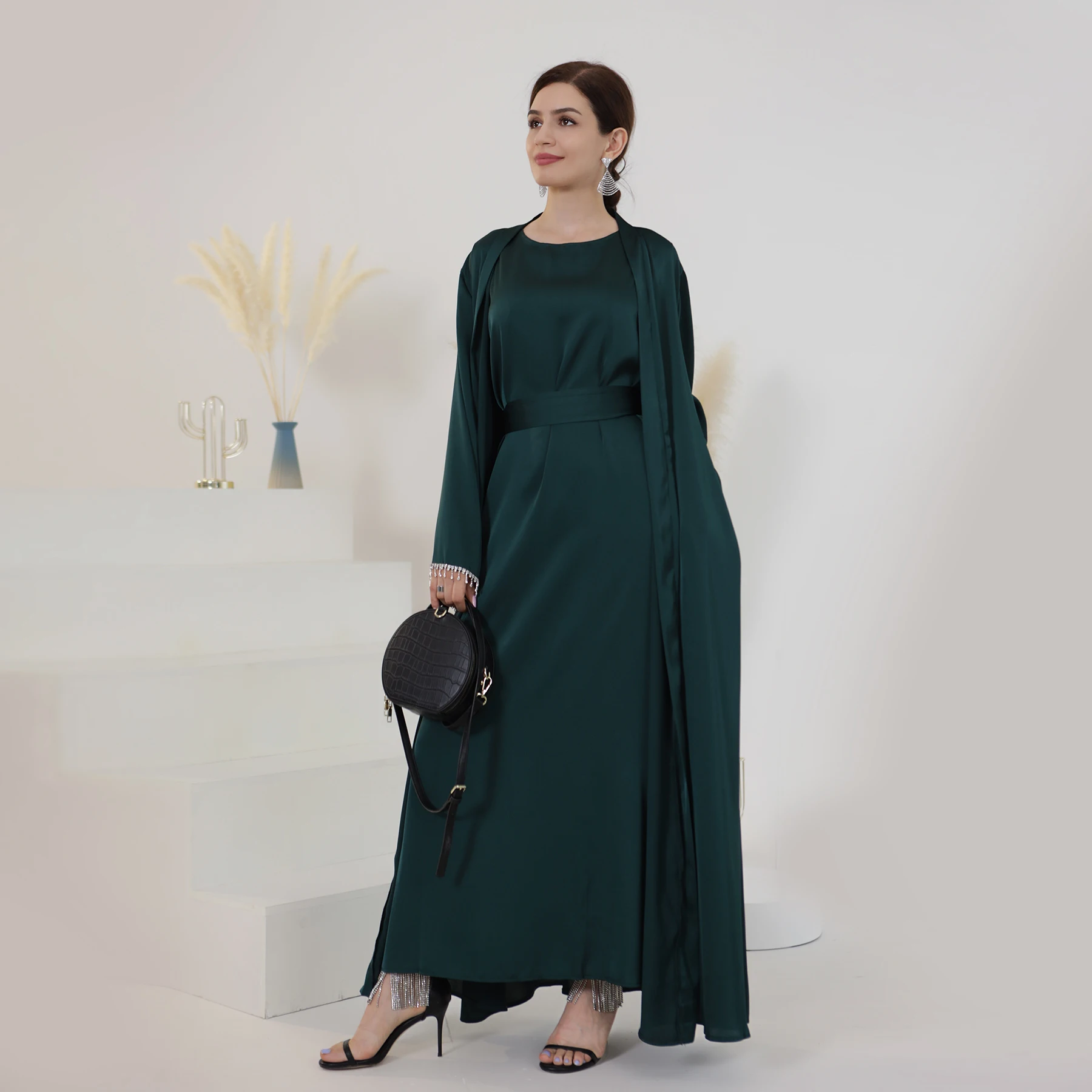 Loriya High Quality Turkish Dubai Abaya Kimono Set Crystal Style Abaya ...