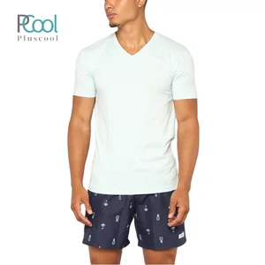 Custom 100% Cotton Men Fitness Sport Clothing Supplier Print Logo White V-neck t Shirt