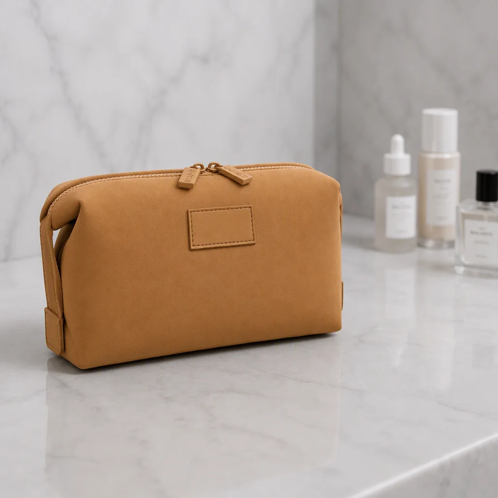 Bolsa cosmética de neopreno con logotipo en relieve personalizado, bolsa de aseo con cremallera, organizador de viaje con anilla lateral para mujeres, para almacenamiento diario
