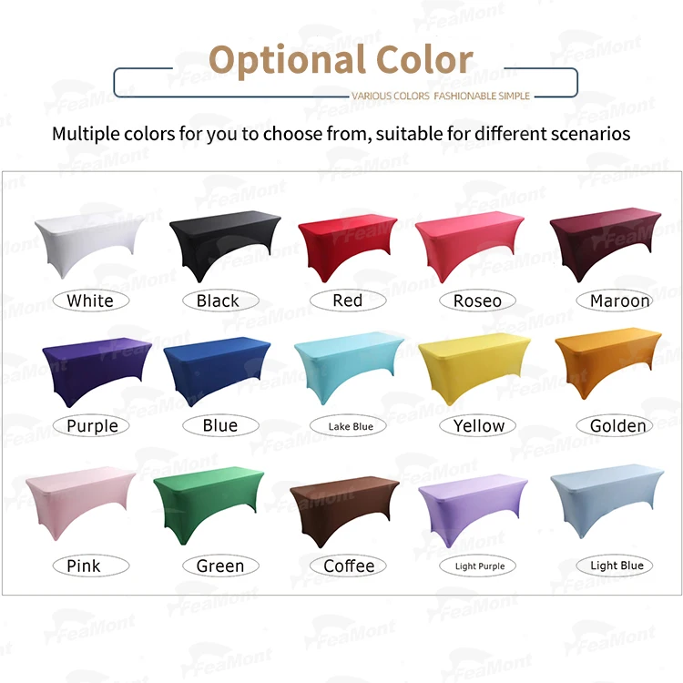 FEAMONT Rectangle Blue Stretch Table Cover Blue Cloth Table Cloths Spandex Polyester Customized Color Spandex Table Cloths