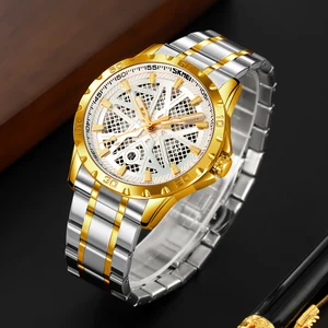 SKMEI 9337 Men's Luxury Sports Style Quartz Watch Stainless Steel Strap Luminous Chronograph Custom Charm Retro ODM