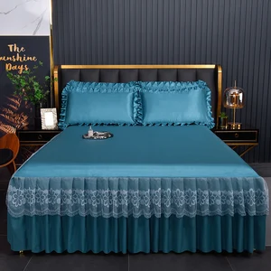 New Arrival Solid Color Queen and King Size Bedsheets Sets Hotel Bedding Single Bed Skirt