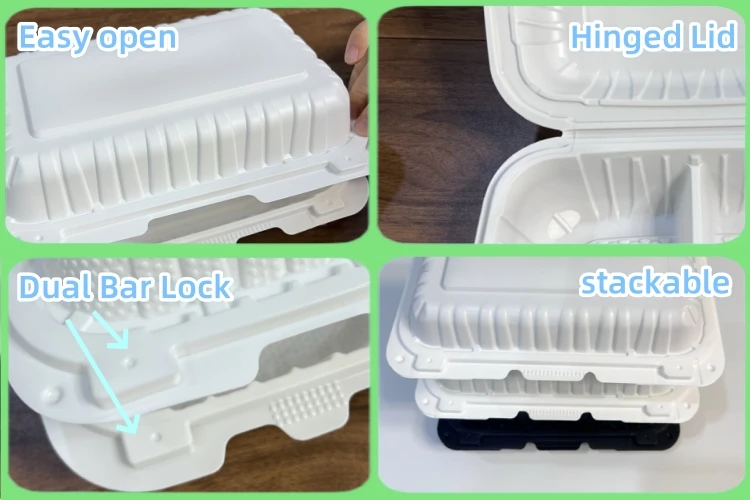 Stackable Microwave White Disposable Restaurant Dine Out Food 9x9x3