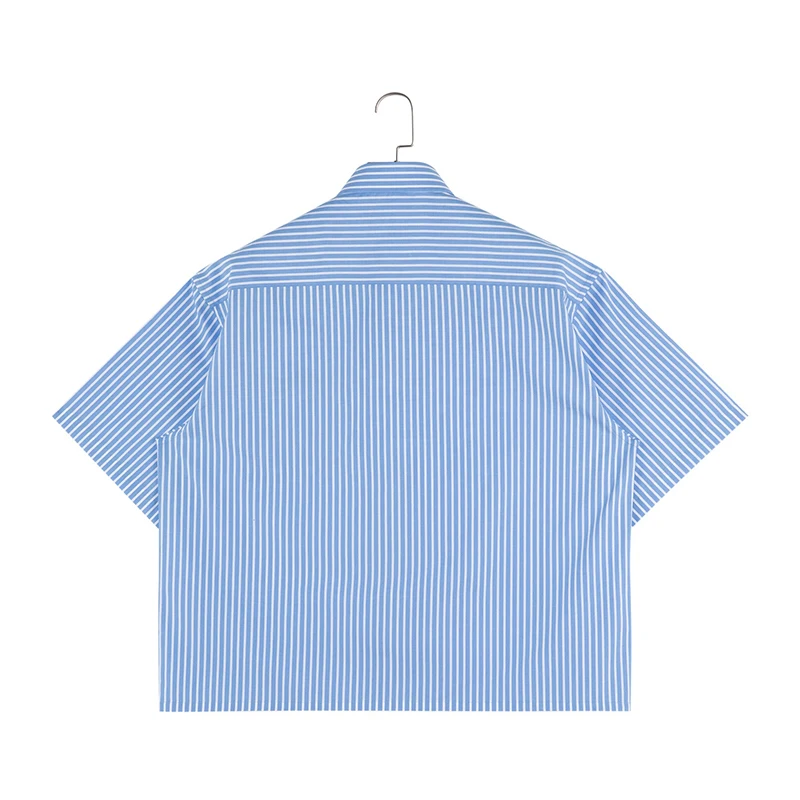 Premium Custom Mens Stripe Shirt Button up Collar Shirt Casual Shirt for Men Short Sleeve factory