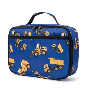 Cute Foldable Insulated Cooler Tote Boys Lunch Bag with Cartoon Pattern for Children Made of Polyester