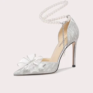 Handmade 43 High Heel Wedding Shoes for Women Bridal Hollow Sandals Spring/Summer Anti-Slippery Bridesmaid Shoes