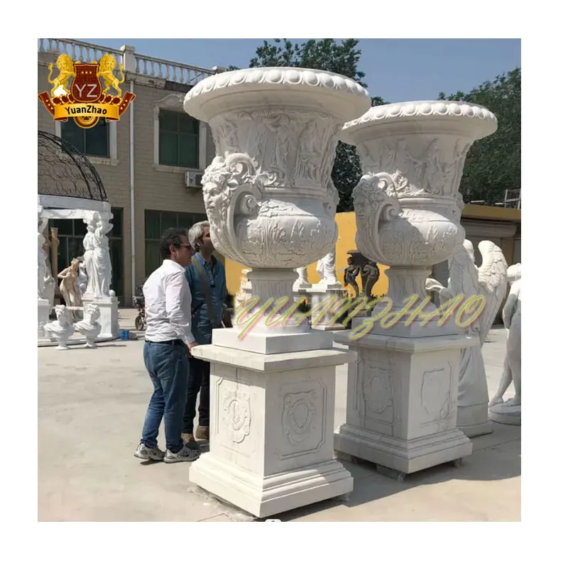 High Modern Western Simple Structure Large Stone Garden Pots High Flower Pot Stand for Outdoor Home Use