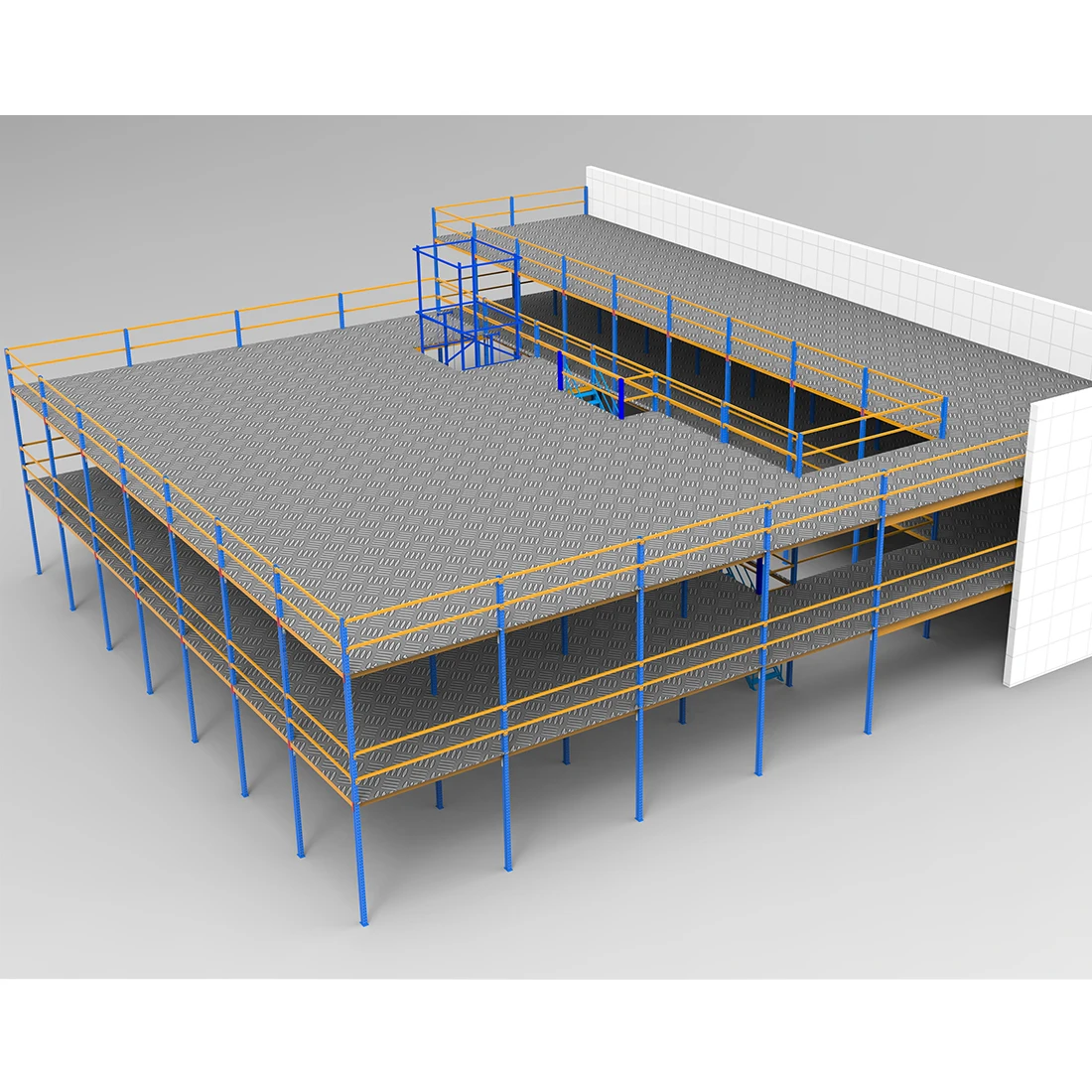 Werkseitig verstellbares, robustes Lagerregal, industrielle Stahlbodenplattformen, mehrstufiges Dachbodenregal, Mezzanine-Lagerregal
