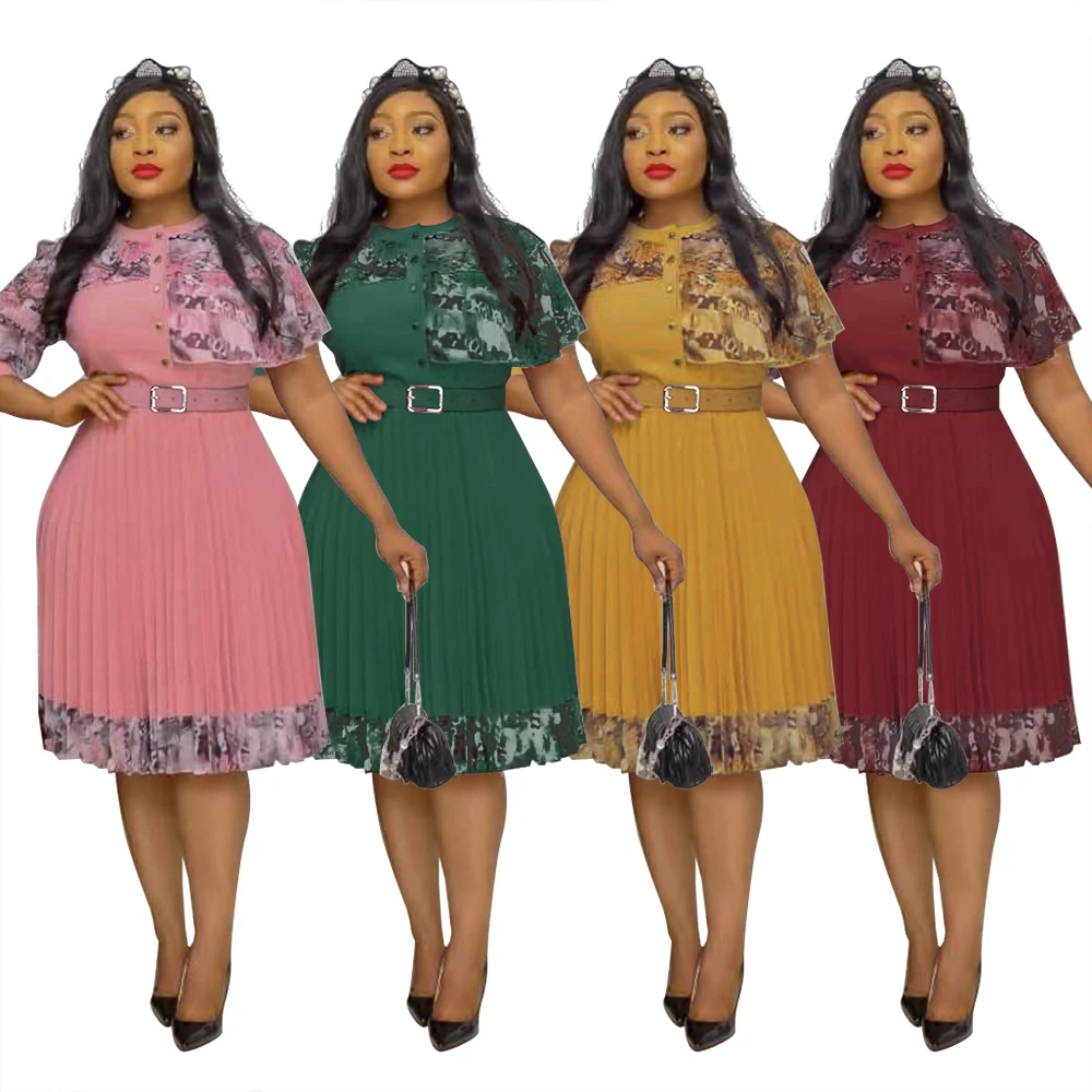 H & D African Dresses Ladies Office Wears For Women With Belt Fashion ...