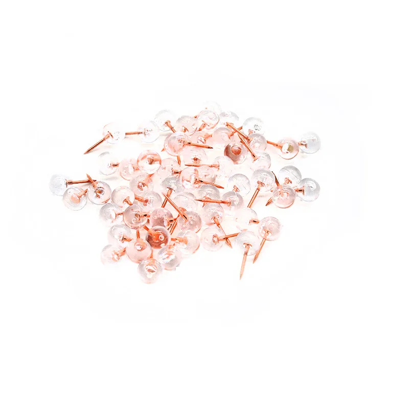 Yalis Push Pins 1/3 Inch Rose Gold Map Tacks 100-Count Large Size Pins Rose  Gold Steel Point and Transparent Plastic Round Head (Rose Gold)