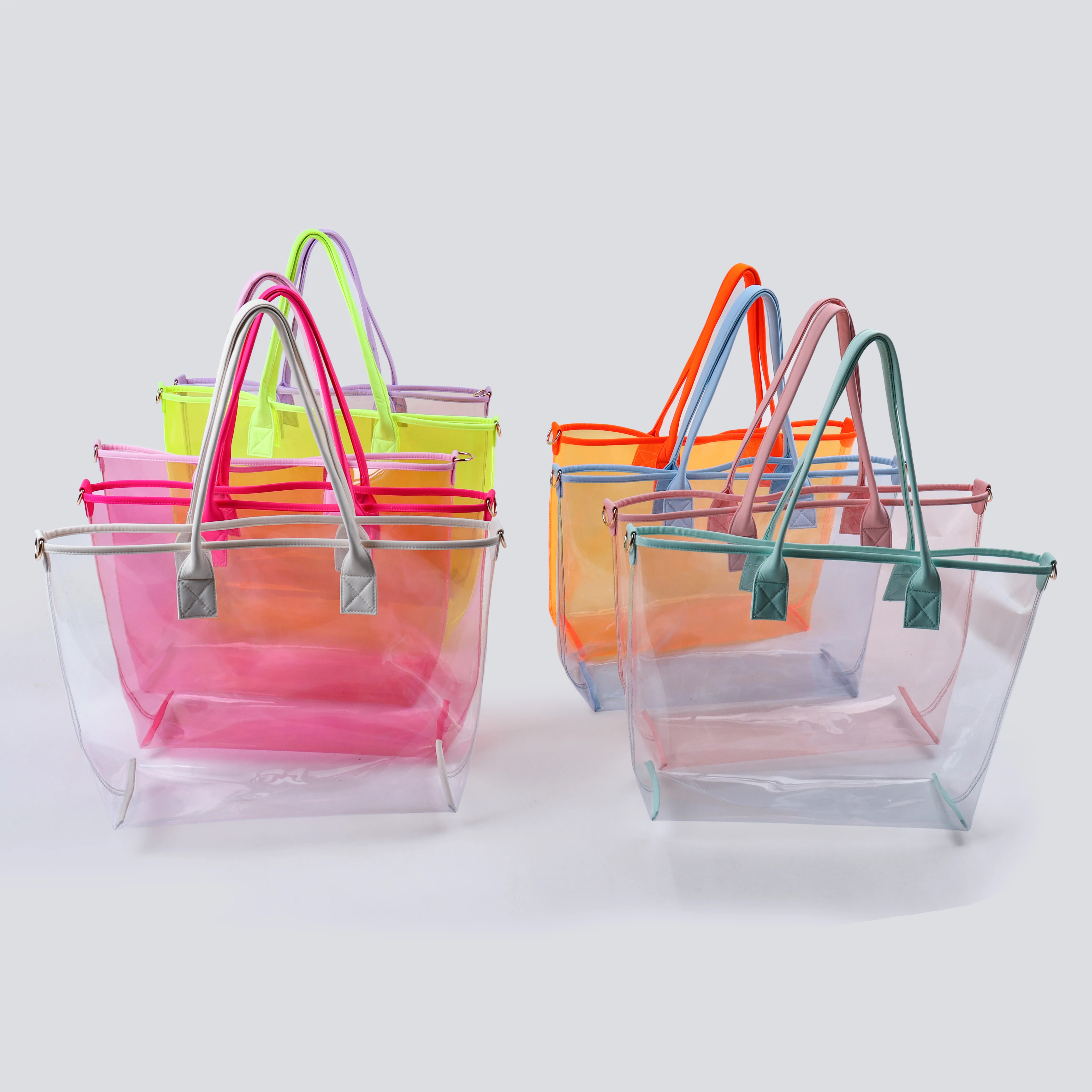 Colors Available Party Gift Large Space Anti-oil Travel Outdoor Hot  Summer Beach Bags Women's Transparent PVC Clear Tote Bag