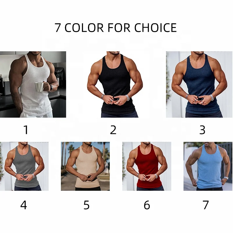 Plain White Cotton Rib Knit Gym Wear Singlet Vest Workout Clothing ...