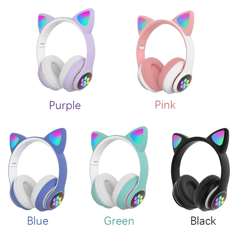 High Quality Led Cat Ear Headphones Bt5.0 Noise Cancelling Adults Kids