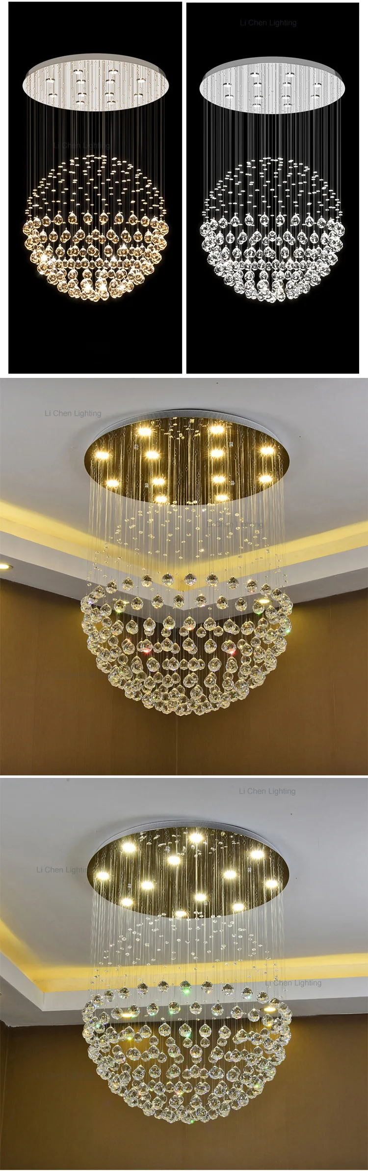 p0026 luxury style indoor decoration hotel villa staircase led crystal ceiling chandelier  -1