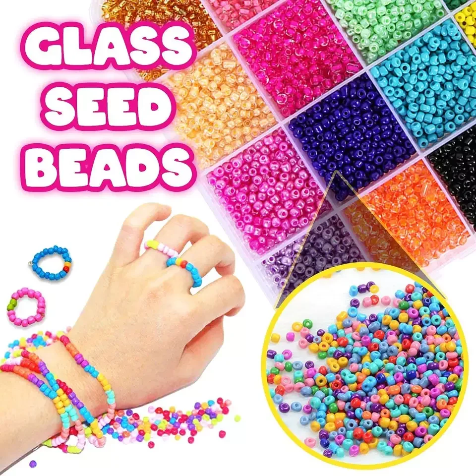 20 Colors Of 3mm Glass Tiny Beads Rice Beads Set With Letter Beads For