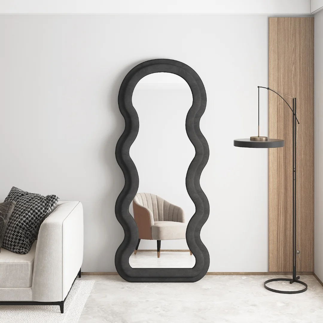 long dressing mirror YOSHOOT Wooden Full Length Mirror, 63"x24" Rustic Standing Mirror, Large Solid Wood Frame Floor Mirror Dressing Mirror for Bedroom,Brown