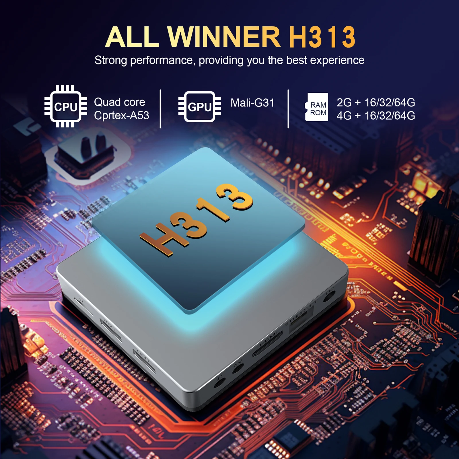 Top Rated HCS96 Ott MAX 4GB 64GB 2.4G 5G WiFi6 Processor Allwinner H313 Android16 BT5.2 Voice Remote Control Tv Box