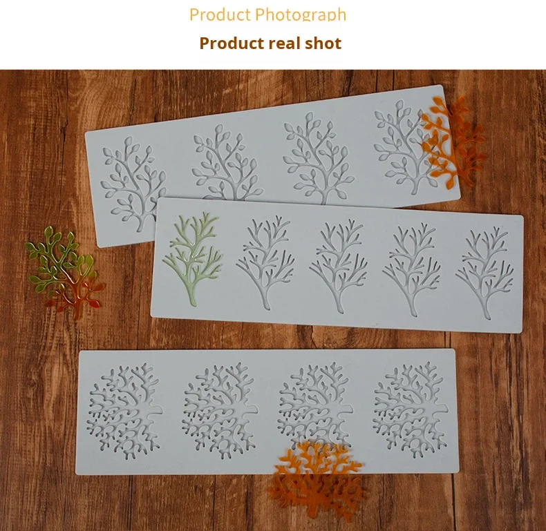 Coral Tree 3D Leaf Silicone Mold for Chocolate & Candy Crafting Cake & Cupcake Decoration with Polymer Clay Cake Tools factory