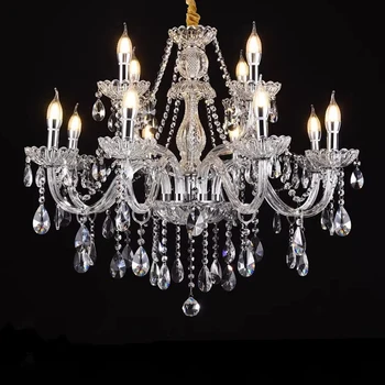 Europe Modern Lighting for Living Room Glass Tube Chandelier Light Villa Decoration Crystal Pendant Lamp