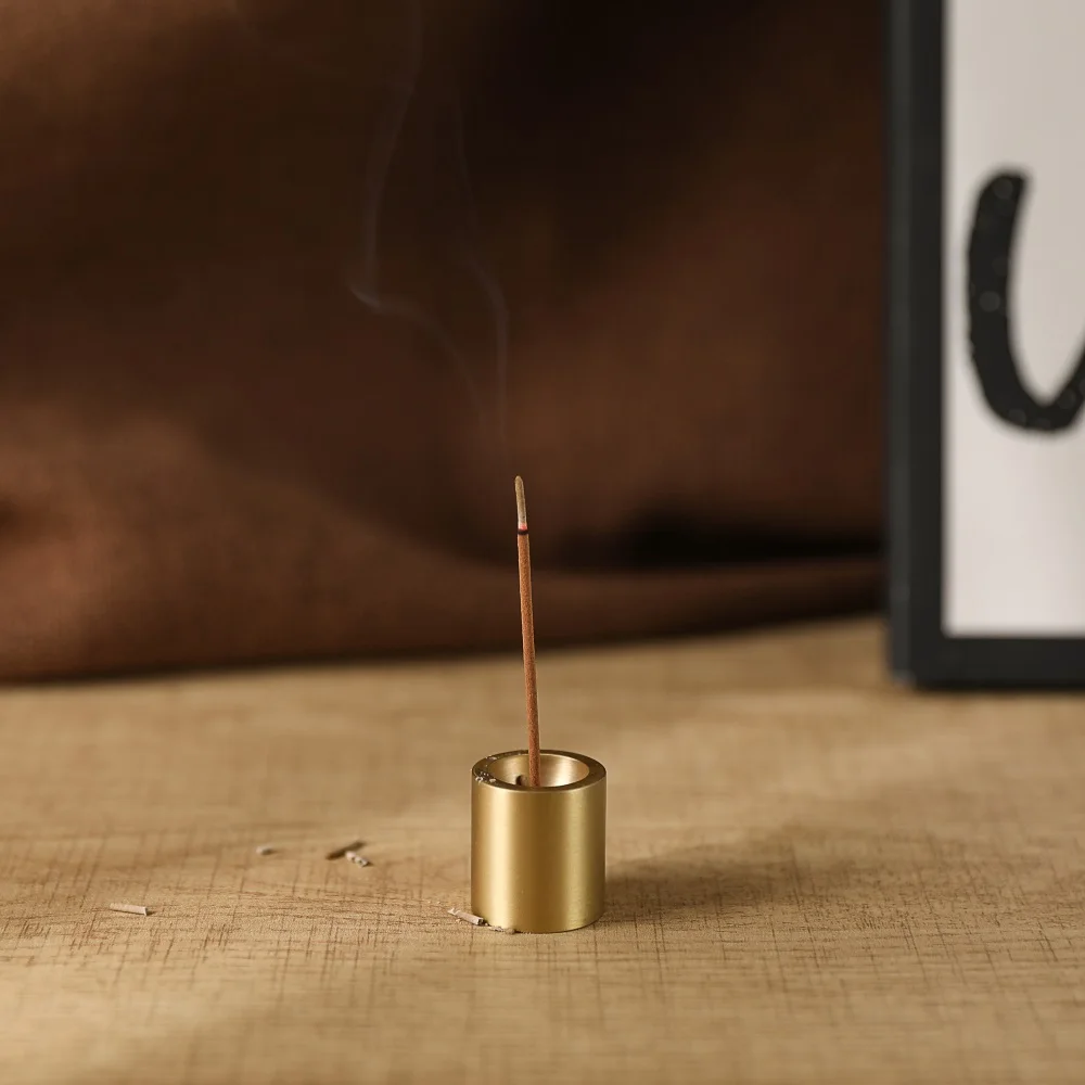 Maxery Concise Incense Stick Holder Simple Solid Brass Incense Holder Incense Burner No Leak Dust for Religion Buddhism Home