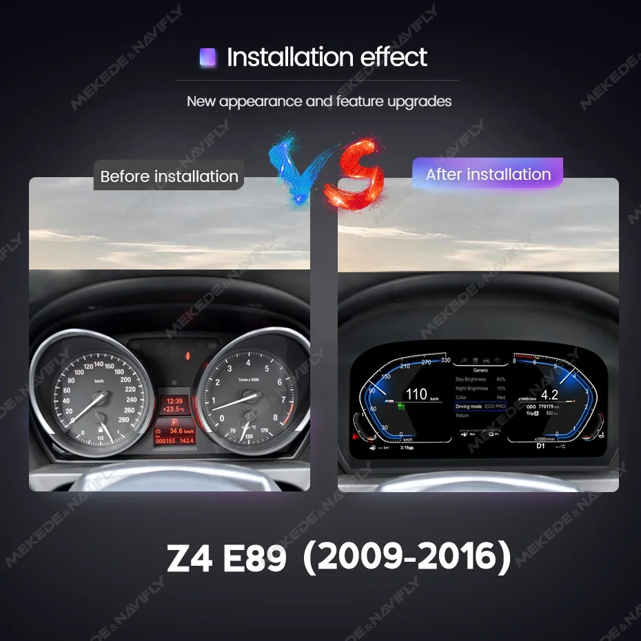 MEKEDE 11 Inch Instrument Cluster Panel Dashboard LCD Digital Screen with LOGO for BMW Z4 E89 2009 to 2016