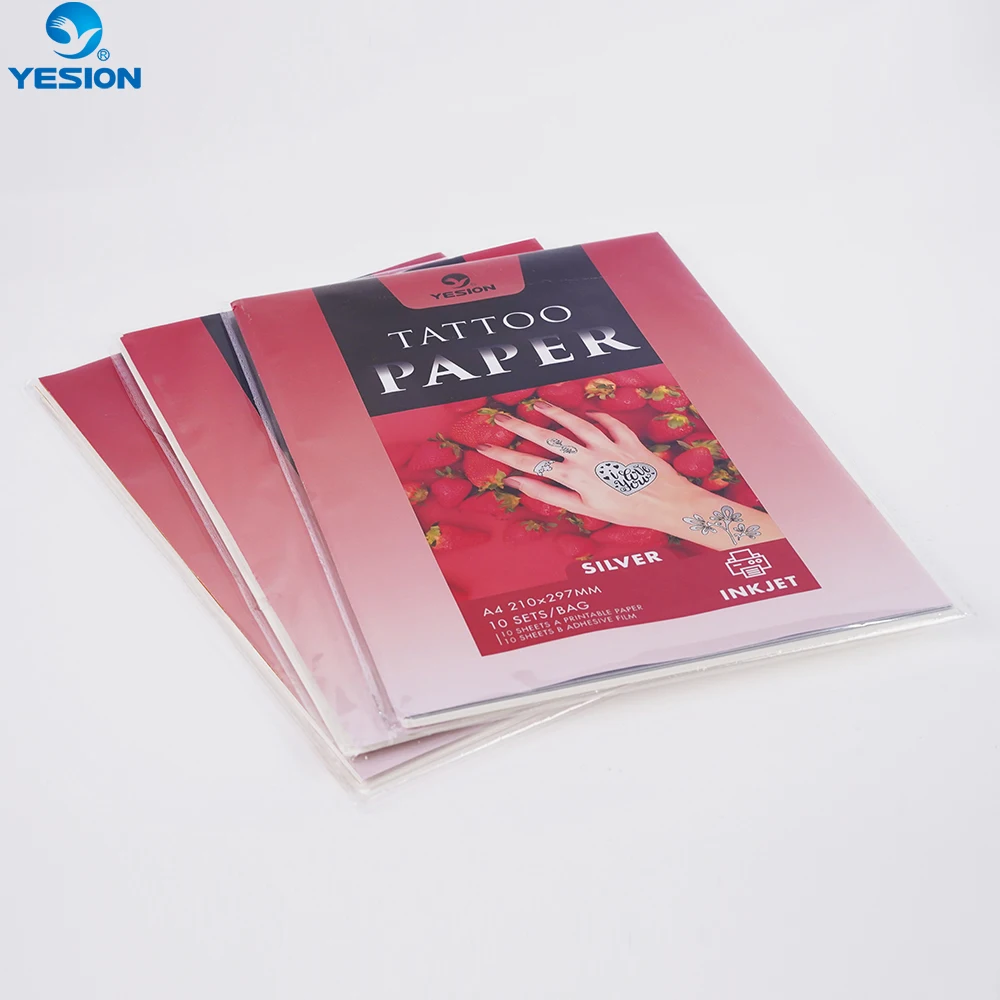 Yesion Factory Printable Silver Temporary Waterproof Tattoo Transfer Paper Water Slide Decal