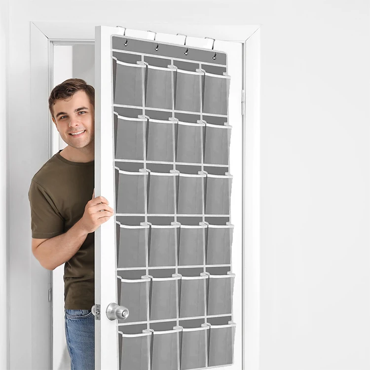 High Quality Fine Mesh Door Shoe Organizer Hanging Closet Holder Hanger Storage Bag With 24 Large Mesh Pockets Storage for Home