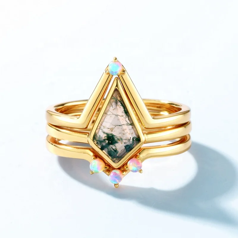 Minimalist Style Real Silver Plain Ring 18k Gold Plated Simple Rhombus