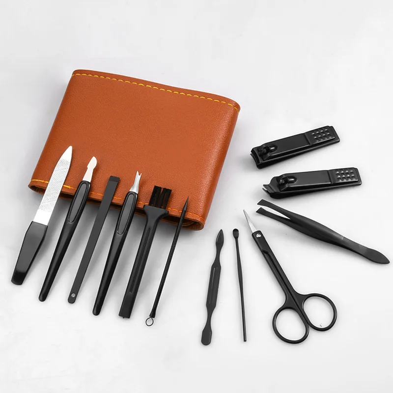 product factory direct selling luxury manicure set stainless steel black beauty set manicure tools417-2