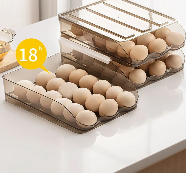 Домашний кухонный автоматический держатель для яиц с крышкой холодильника коричневый прозрачный ящик умный Штабелируемый