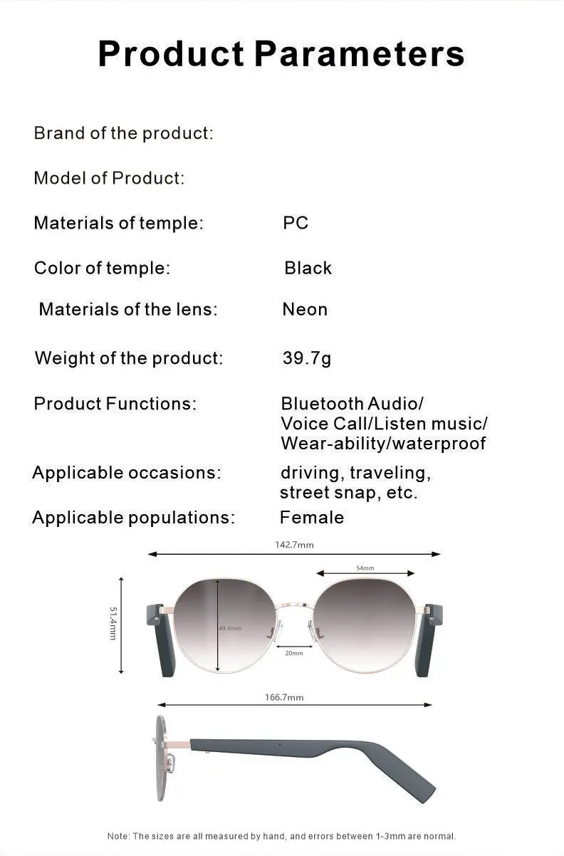 Wireless Earphone Handsfree Bluetooth Sunglasses (Brown) 12