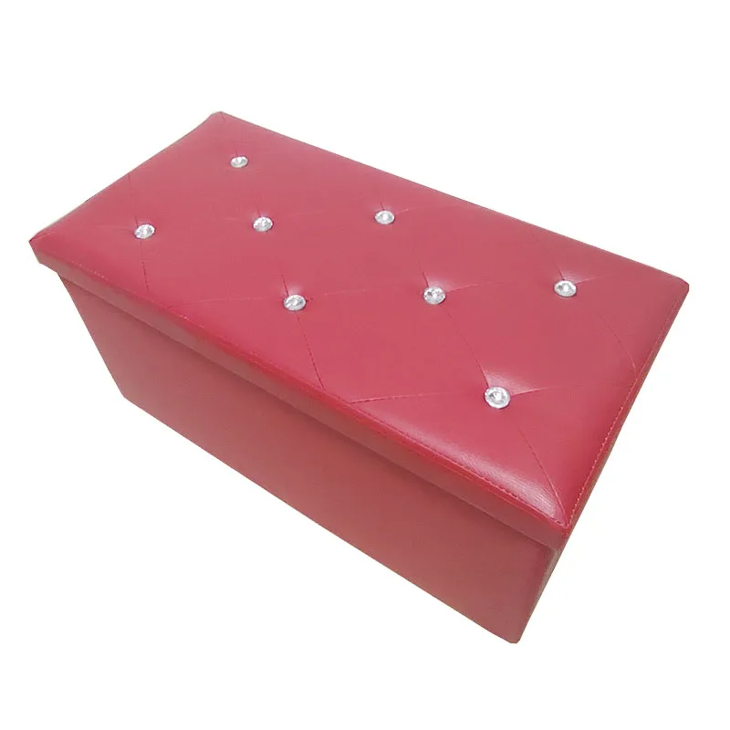 Factory Wholesale Customizable Modern Foldable Durable Large Capacity PVC Leather Soft Eco-Friendly Drill Storage Box Footrest