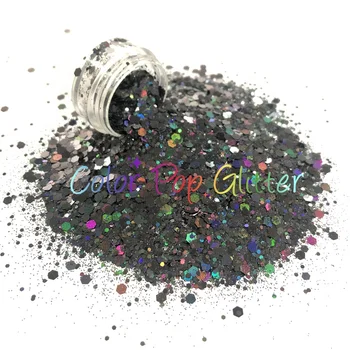 Supplier High Quality Non-toxic Glitter Dazzling Colors Holographic Black Chunky Glitter For Diy Decoration