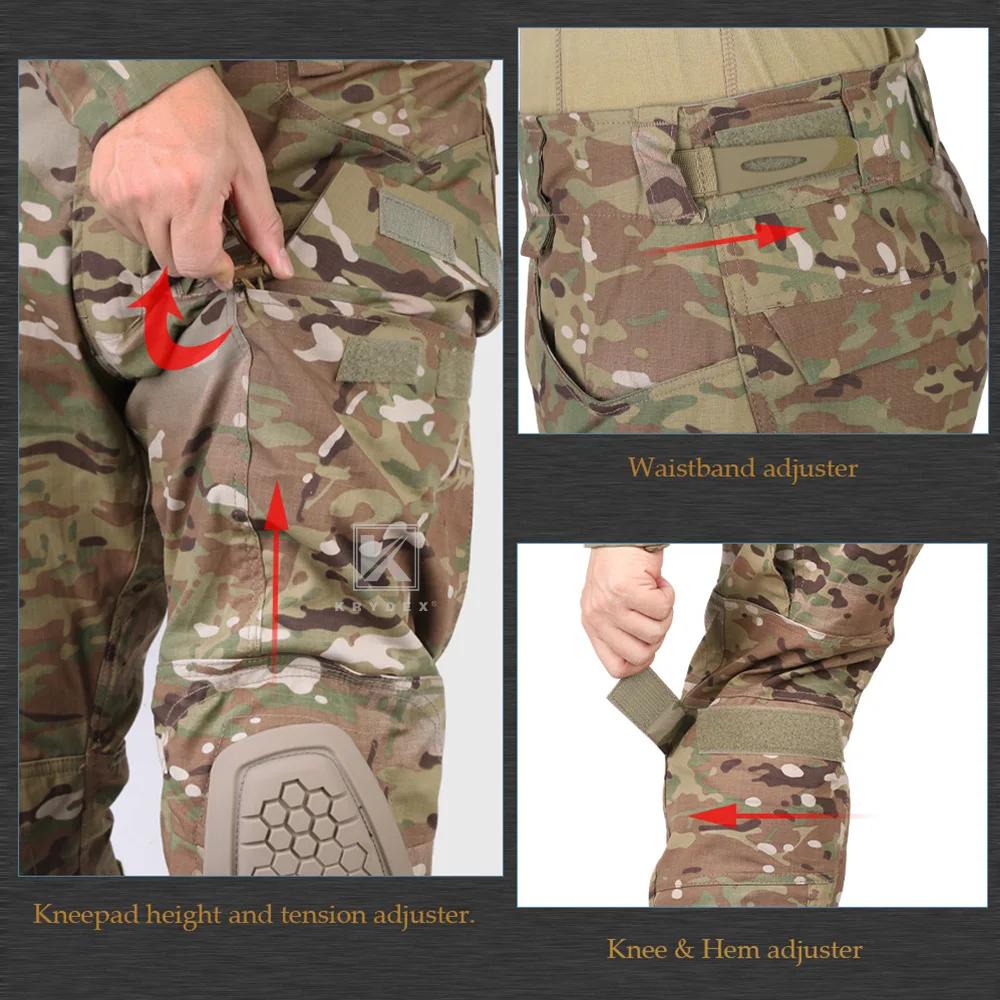 Pantalon Tactique Cargo Homme Avec Genouillères - Tissu Ripstop Stretch Camouflage - Poches Multiples - Pour Randonnée, Travail, Extérieur - 4