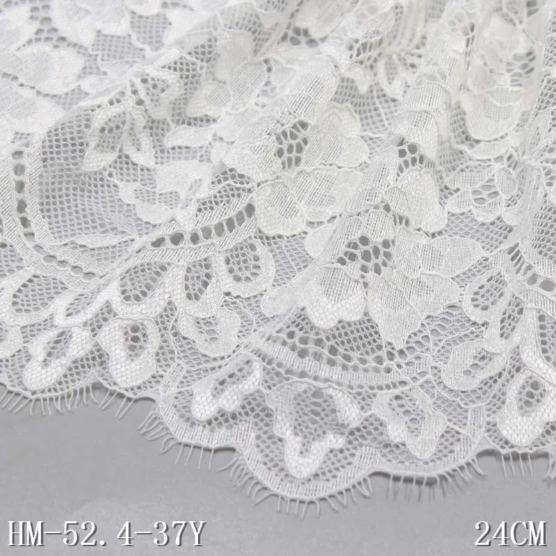 22cm Black Stretch Mesh Eyelash Chantilly Lace Fabric For Dress And ...