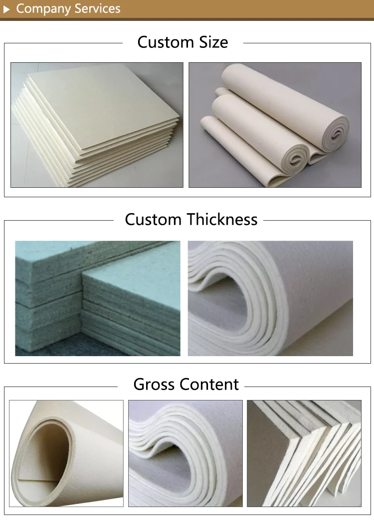 High Density 5mm 10mm 12mm Thick Felt Heat Insulation 100 Wool Felt