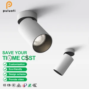 PULUOTI Led Ceiling Light Surface 10W Spotlights Folding up and Down 90° Logo Spot Light Downlight White for Indoor Restaurant
