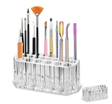 26 Holes Nail Art Brush Organizer Desktop Eyeliner Holder Cosmetics Pen Storage Rack Acrylic Makeup Brush Holder Showing Shelf