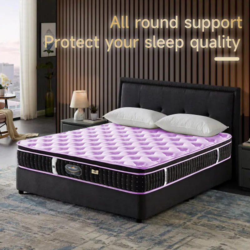 Rolled up Bed Mattress in a Box Purple Wholesale Queen Size Spring Memory Foam Bed Mattress Mattresses