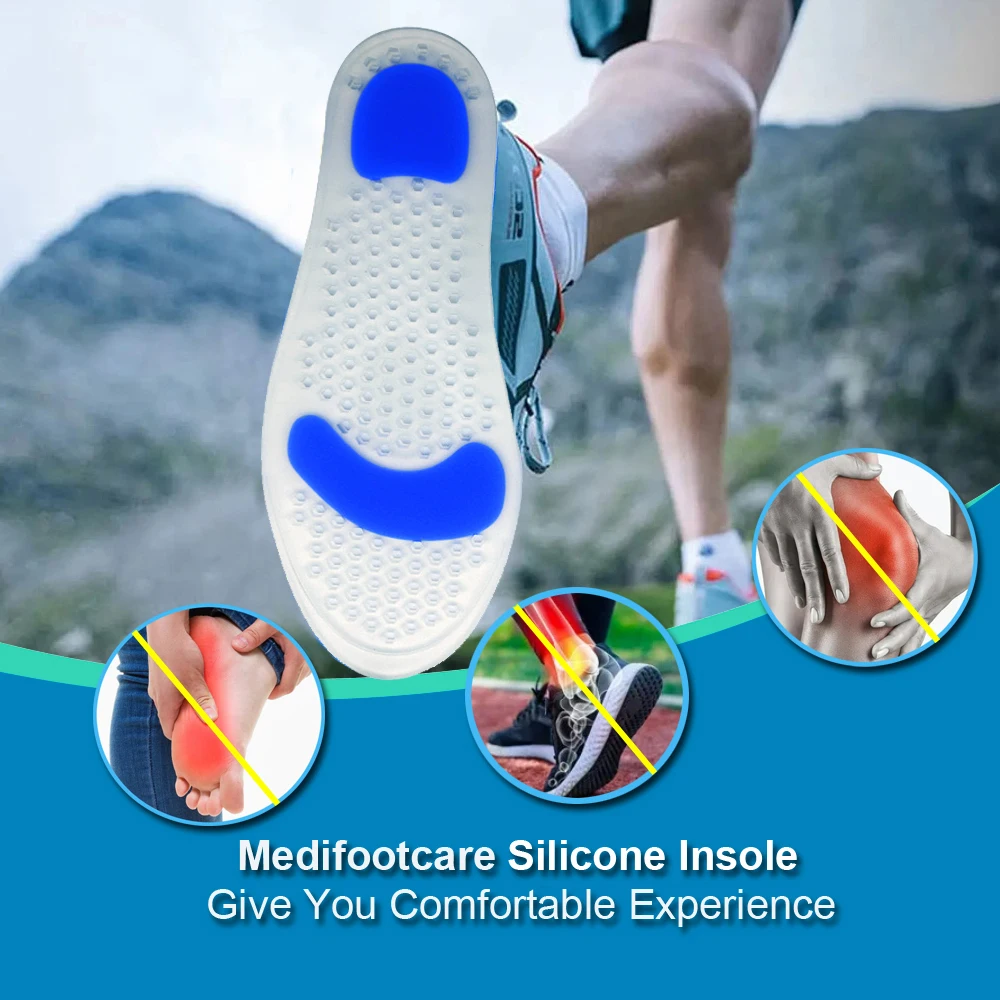 VEGCOO Lot De 8 Paires Semelles Orthopédiques Pour Voute Plantaire En Gel Silicone – Soulagement Douleurs Pieds, Pieds Plats, Confort Quotidien Unisexe