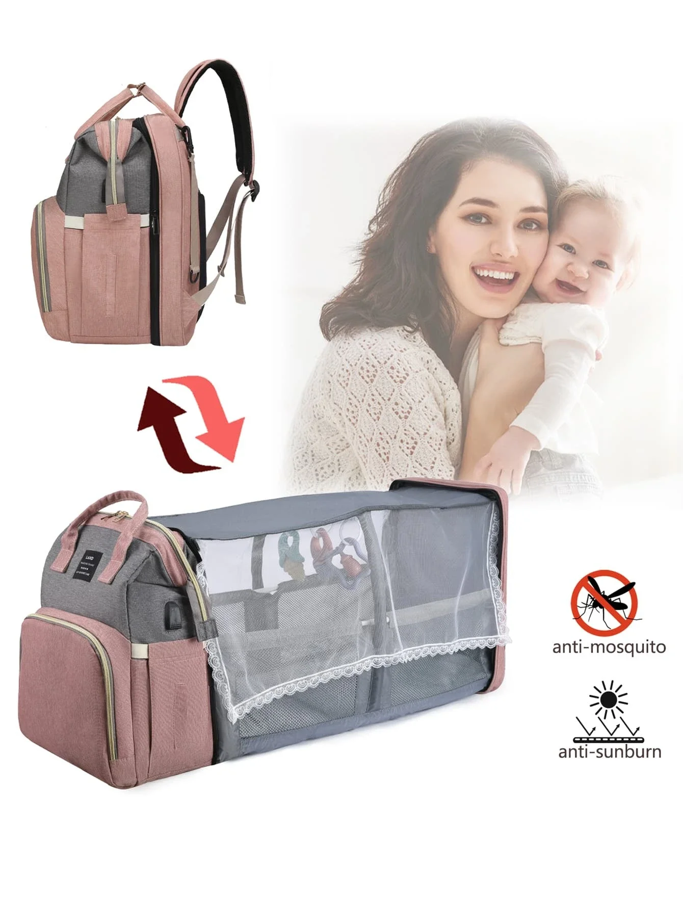 Moda viaje pañal momia mochila cambio bebé pañal bolsa para el cuidado del bebé dibujos animados hombro mochila bolsa