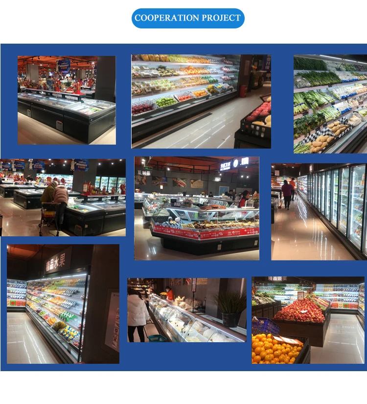 Commercial Multi Deck Refrigerator Vegetables Showcase Air-cooling Beverage Chiller Freezer